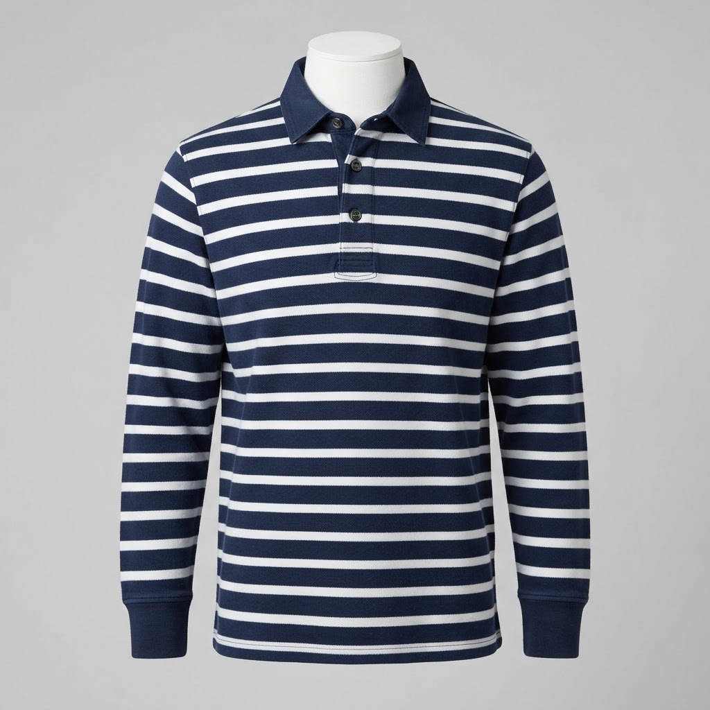 Ralph Lauren Men's Navy & White Striped Rugby Shirt