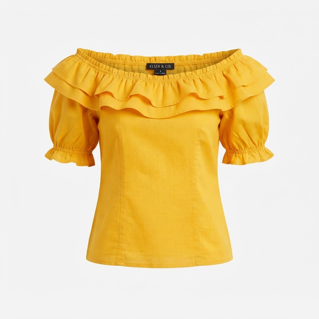 For Love & Lemons Saffron Ruffle Off-Shoulder Blouse