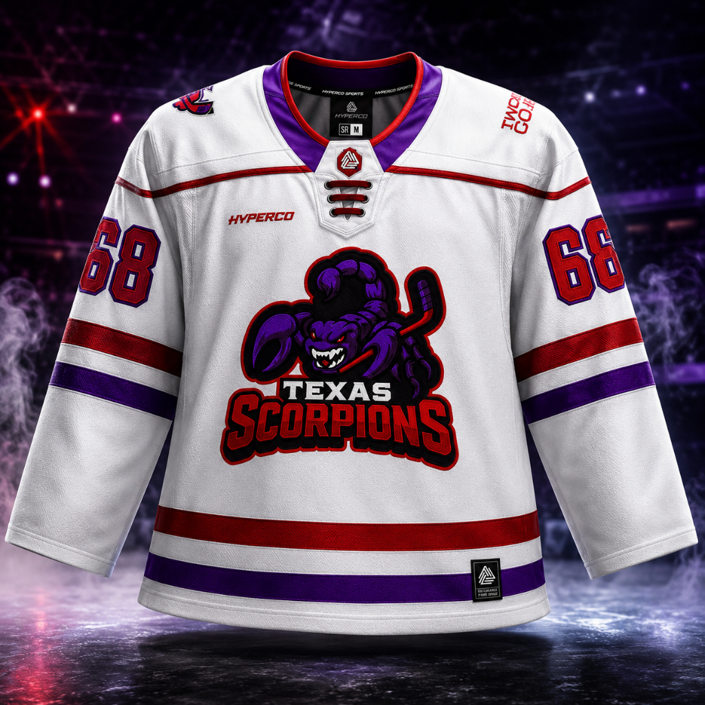 Texas Scorpions Away Hyper Charge White Roller Hockey Jersey