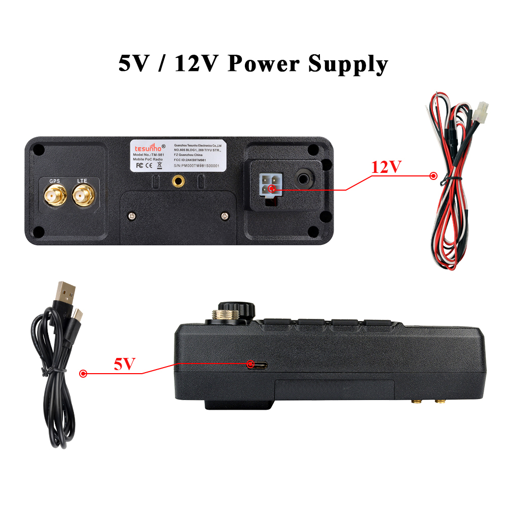12V vehicle or 5V USB-C power