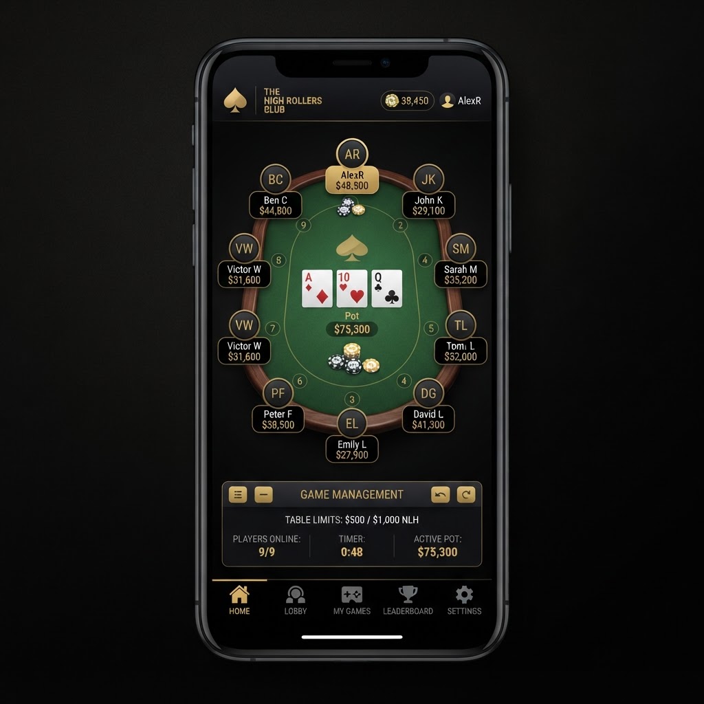 Live poker table view
