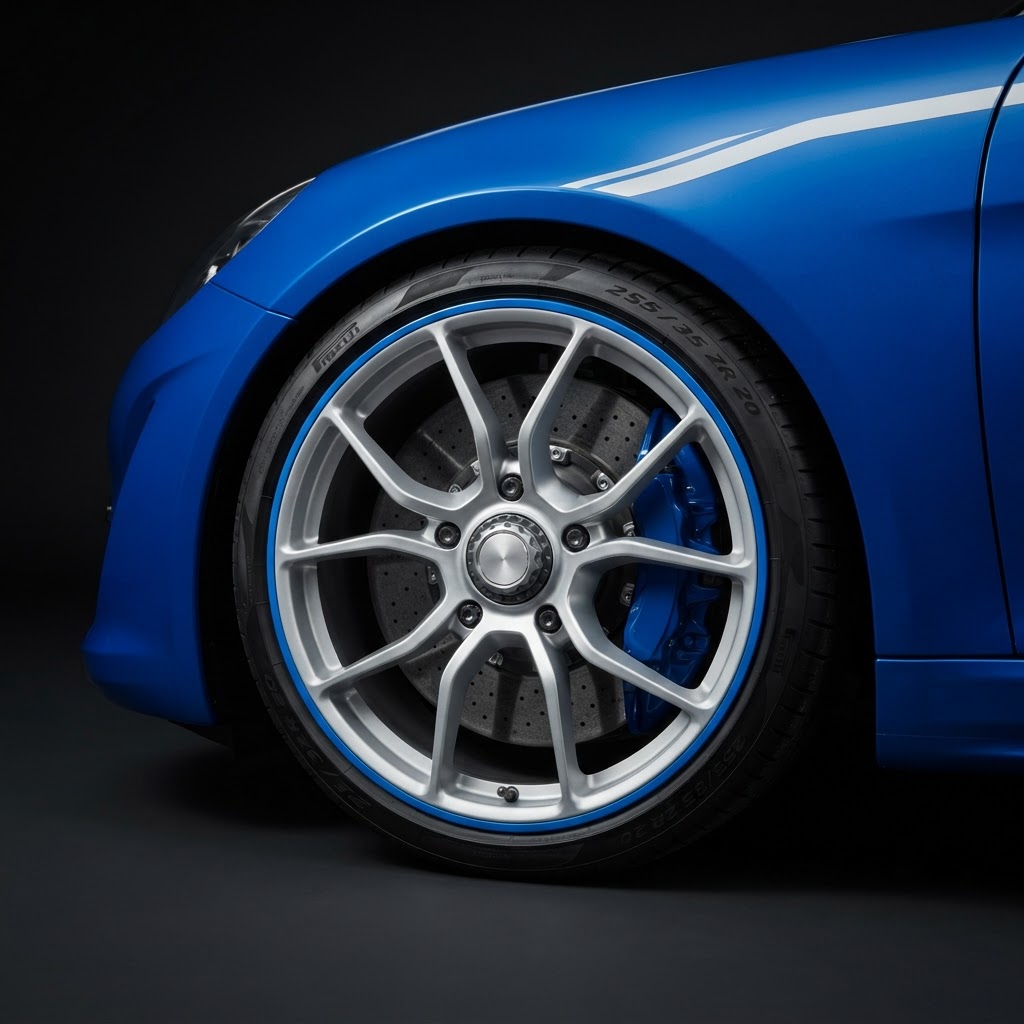 911 S/T 992 Nogaro Blue Accent & Wheel Decal Kit - Side View