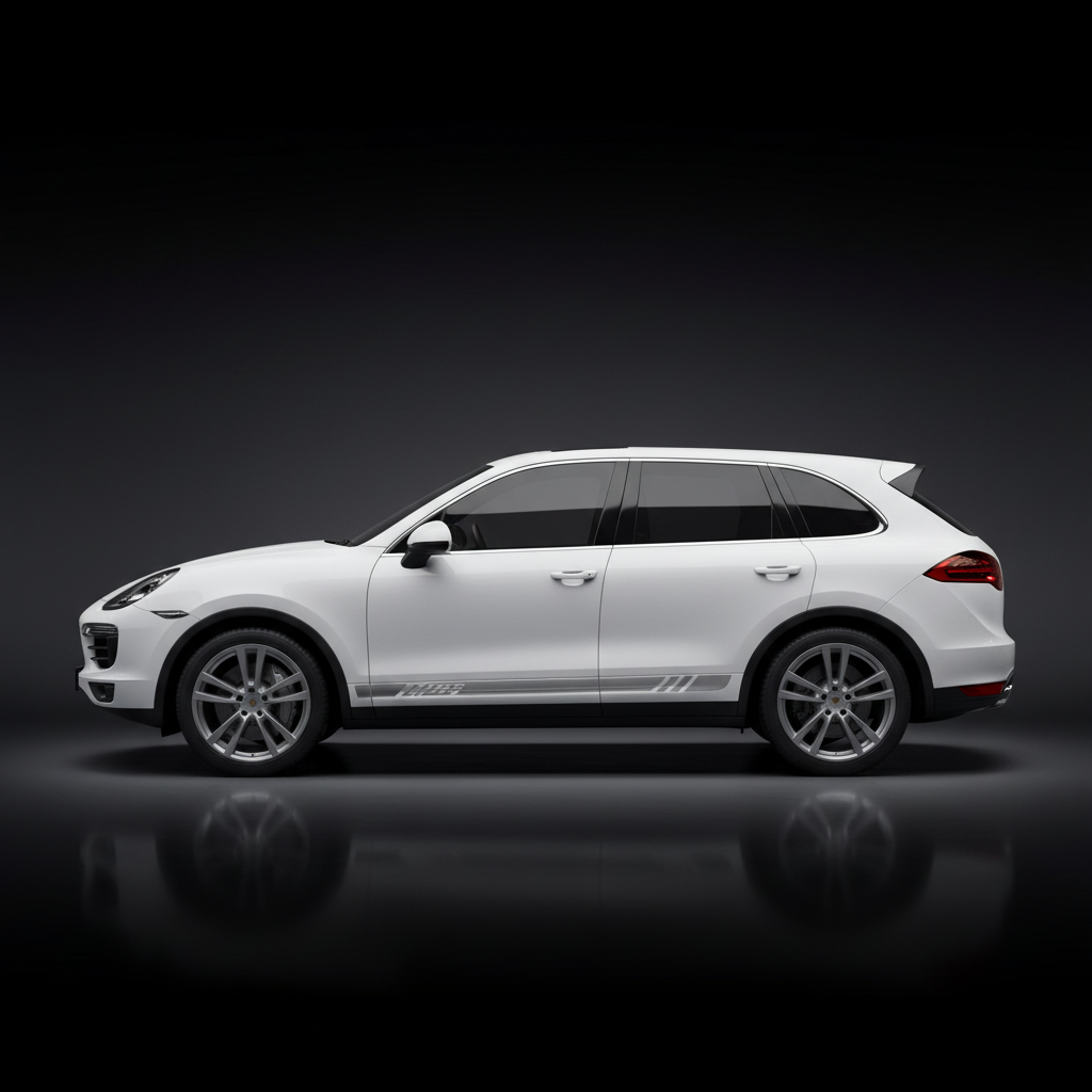 Cayenne S Lower Door Accent Stripes — Brushed Silver
