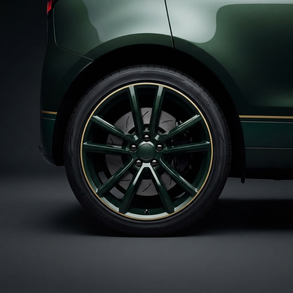 Macan 4S Brewster Green Wheel & Accent Decal Kit - Side View