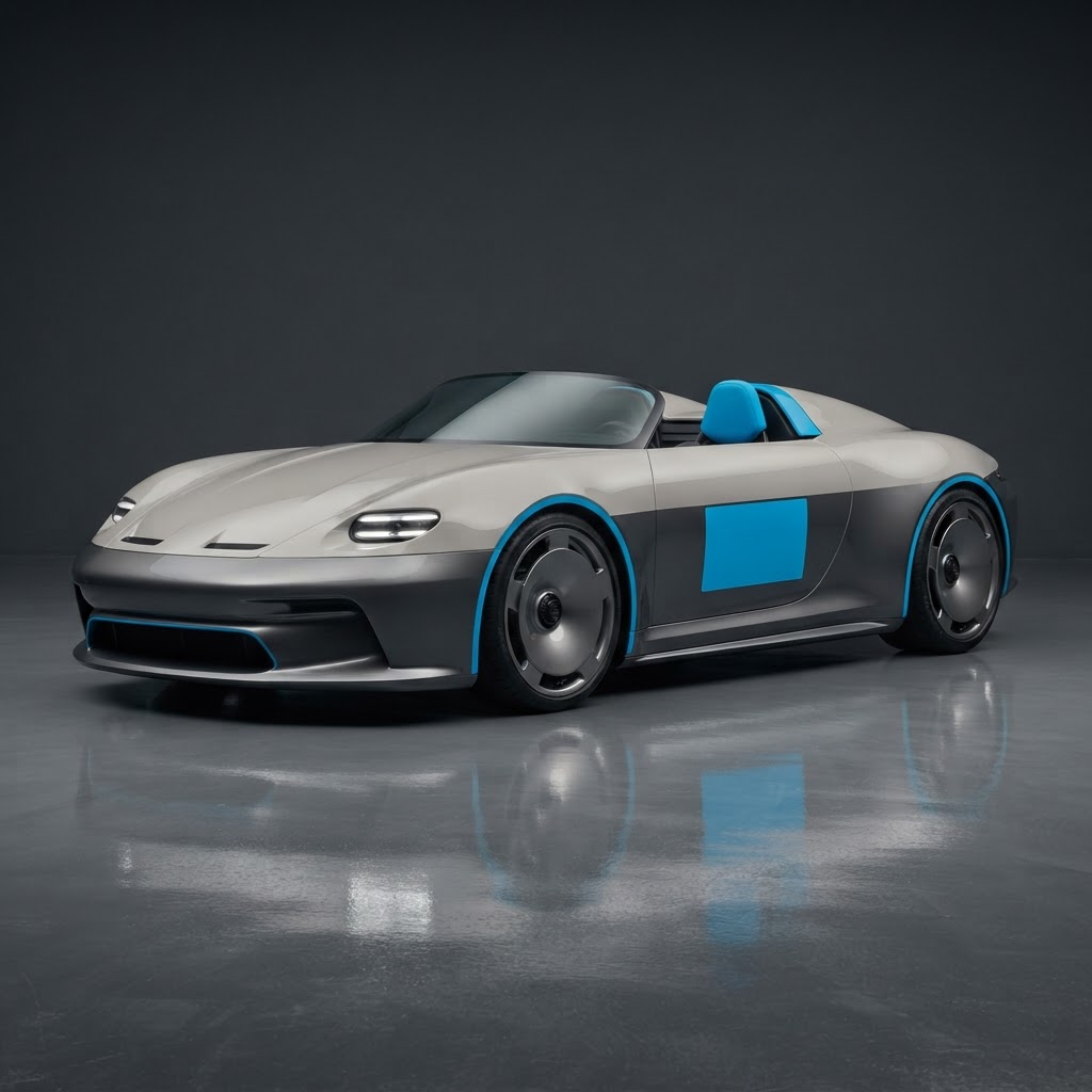 Vision 357 Speedster Two-Tone Wrap Kit — Marble Grey & Metallic Grey with Miami Blue