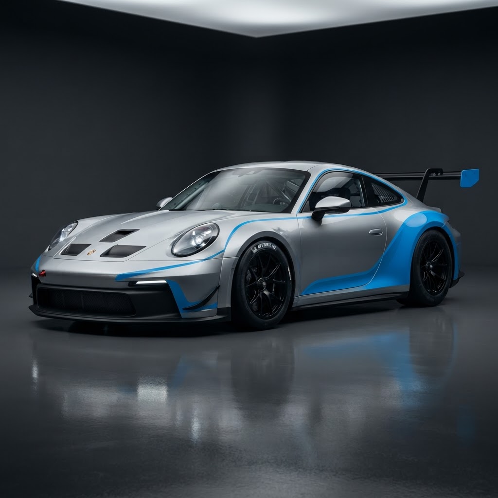 911 GT3 Cup 992 GT Silver & Shark Blue Contour Livery Wrap Kit