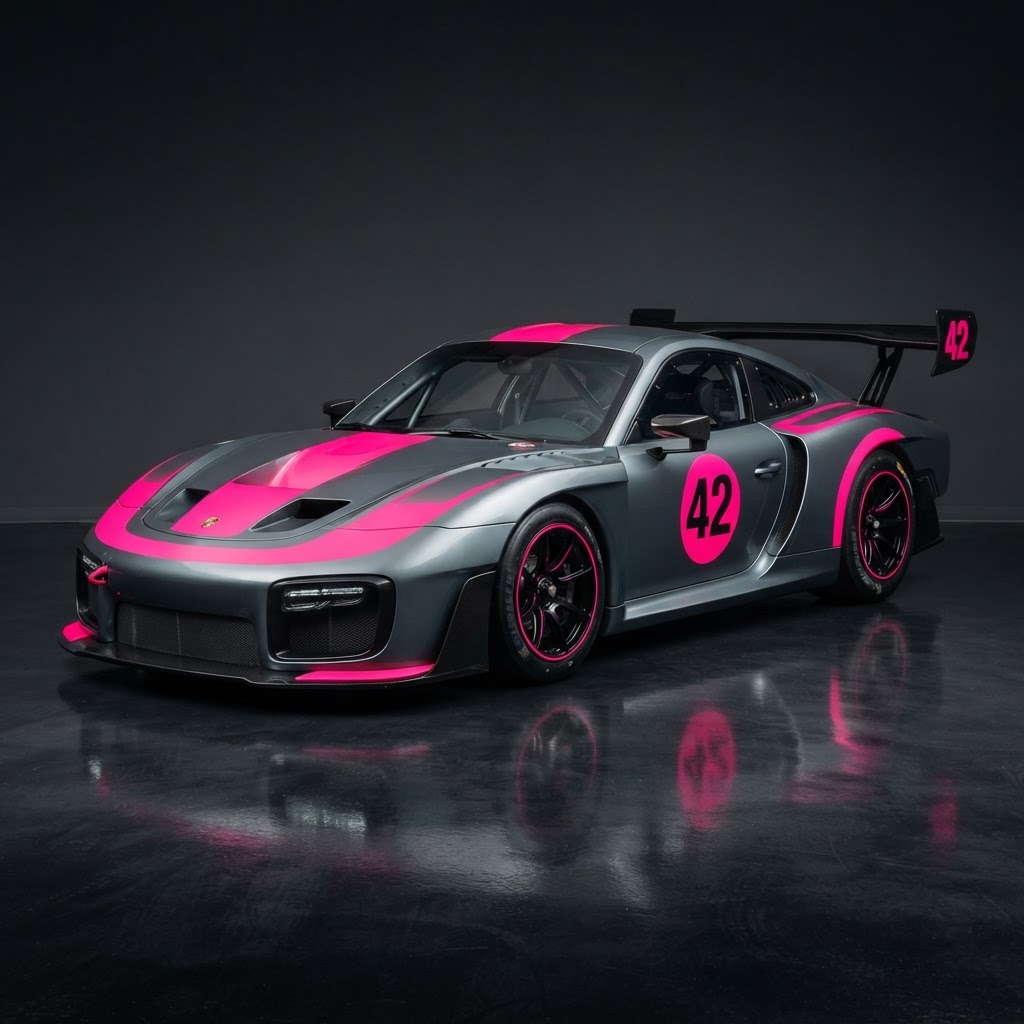 935 K3V No.42 Livery Wrap Kit — Slate Grey with Neon Pink Panels