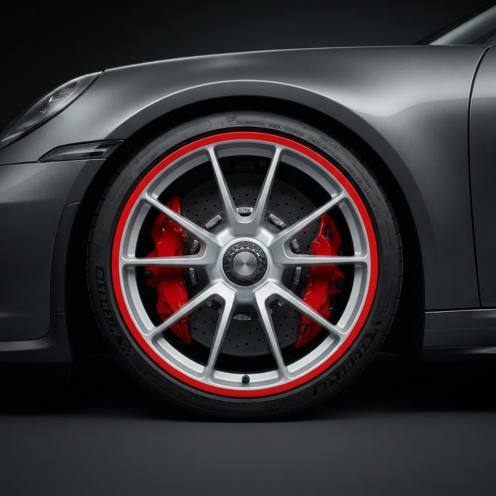 911 GT3 R 992 Red Accent & Wheel Decal Kit - Side View