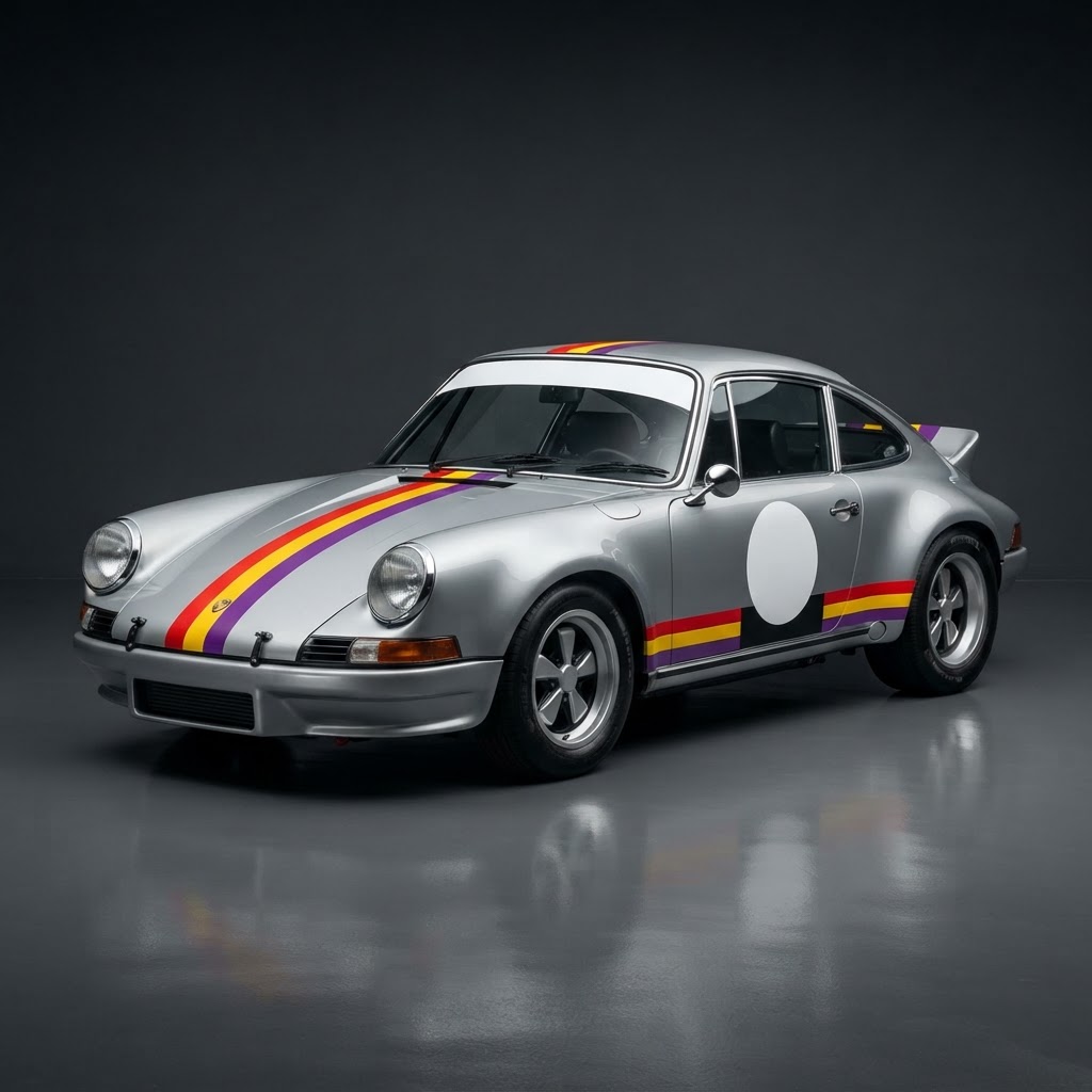 911 RSR 930 Kremer Rally Tribute Graphics Kit — Silver, Red, Yellow & Purple - Side View