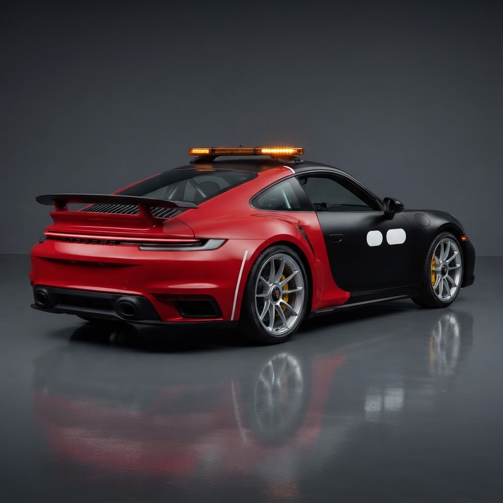 911 Turbo S 992 Safety Car Rear & Caliper Accent Kit — Yellow Caliper Decals & White Pinstripe