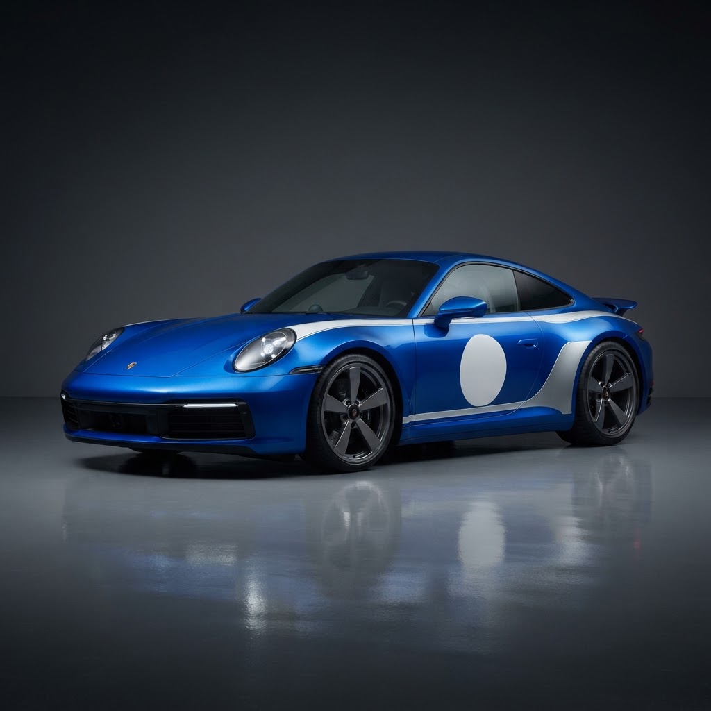 911 S/T 992 Sonderwunsch Nogaro Blue Livery Wrap Kit - Side View