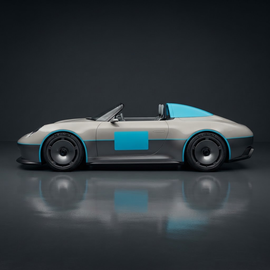 Vision 357 Speedster Miami Blue Flank Kit — Split Trim, Arch Pinstripes & 75