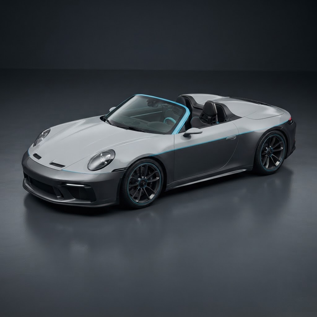 Vision 357 Speedster Two-Tone Wrap Kit — Marble Grey & Metallic Grey with Miami Blue