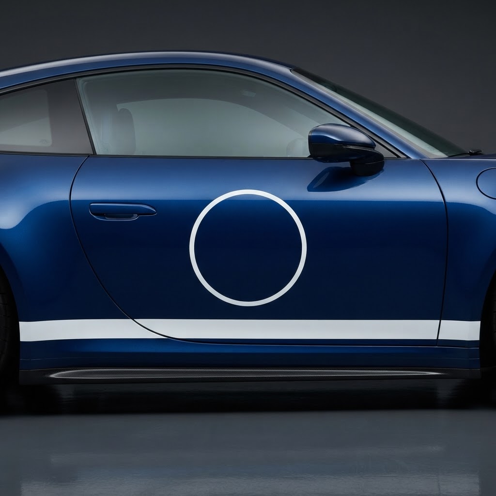 911 GT3 992.2 Velocity Tribute Door Roundel & Text Panel Kit - Side View