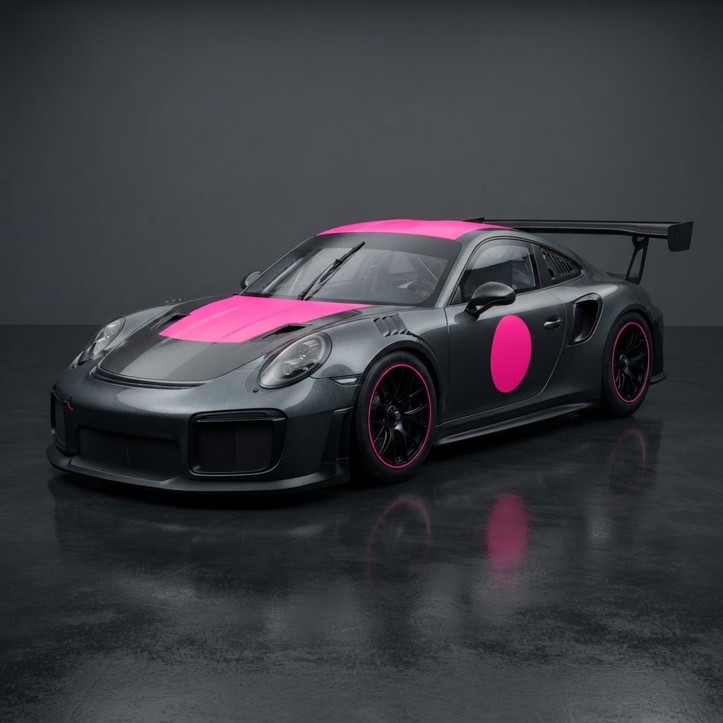 935 K3V No.42 Bisimoto Livery Wrap Kit — Slate Grey with Neon Pink Panels