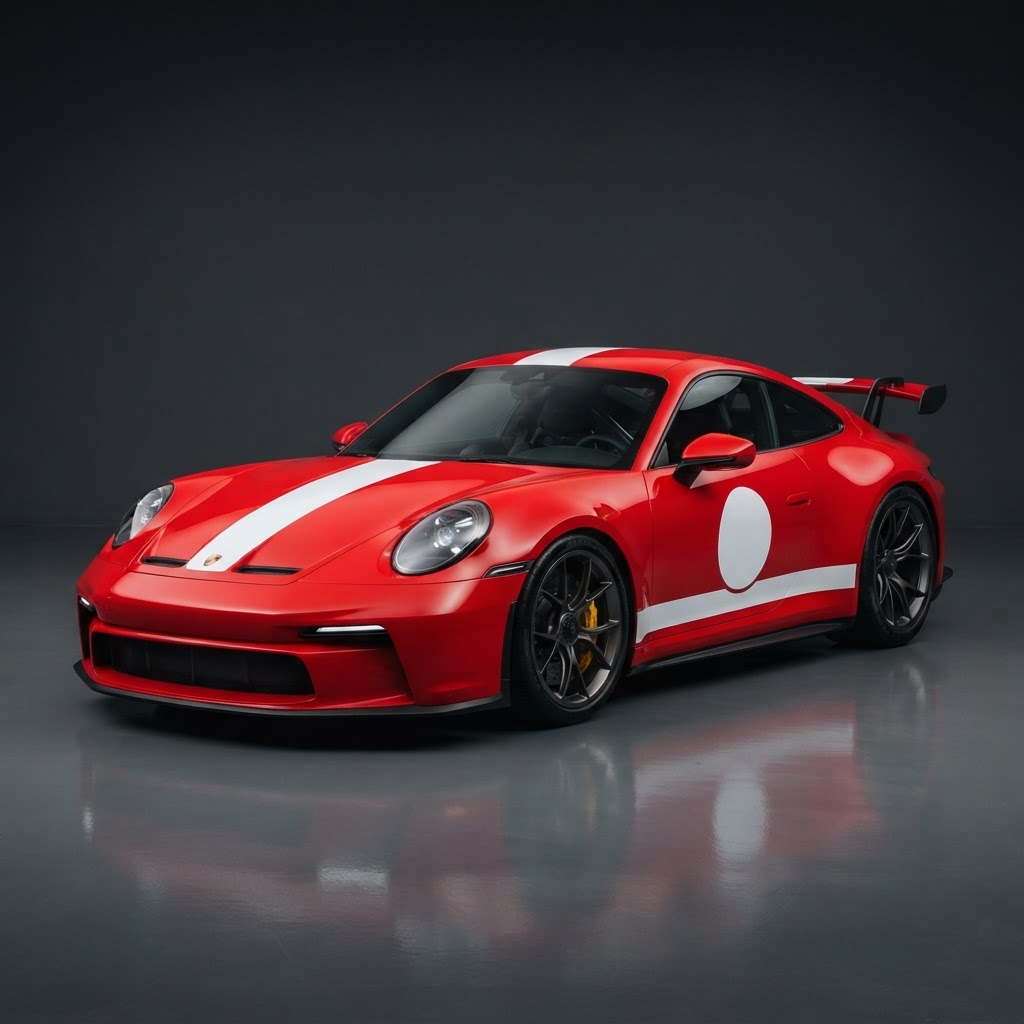 911 GT3 992.2 Salzburg Tribute Livery Wrap Kit — Red & White - Side View