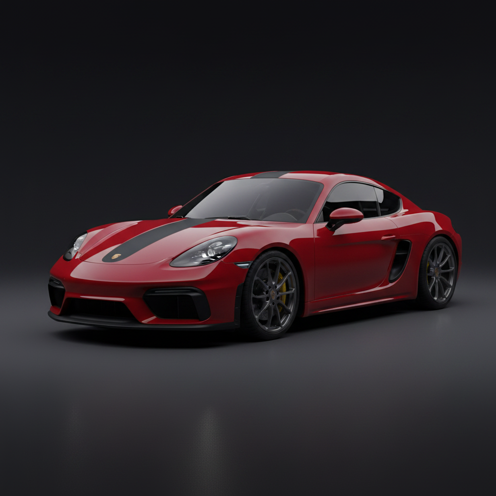 718 Cayman GT4 Centre Hood Stripe — Matte Black