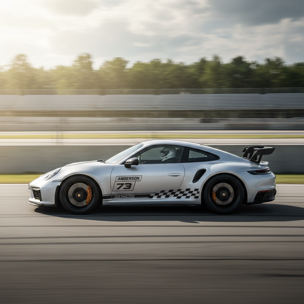 Checkered Flag Custom Text Side Stripes - 911 Carrera