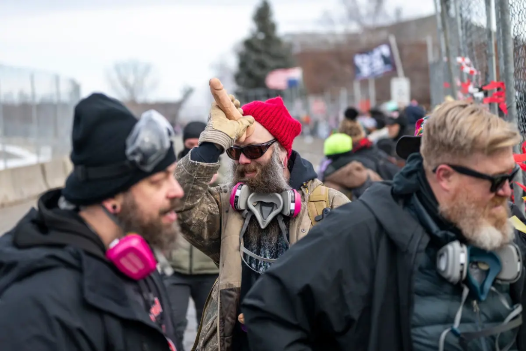 Left-wing protesters at anti-ICE rally in Minneapolis