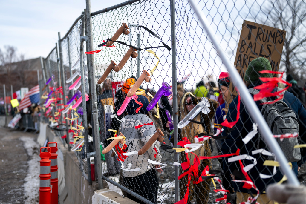 Anti-ICE protesters decorate federal fences with sex toys at Whipple Federal Building