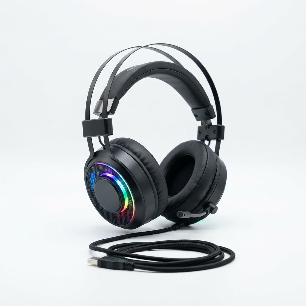 אוזניות גיימרים חוטיות GHS Eternal RGB שחור