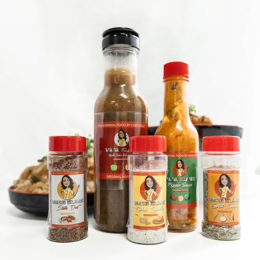 Virgin Islands seasonings, pepper sauce and vinaigrette collection