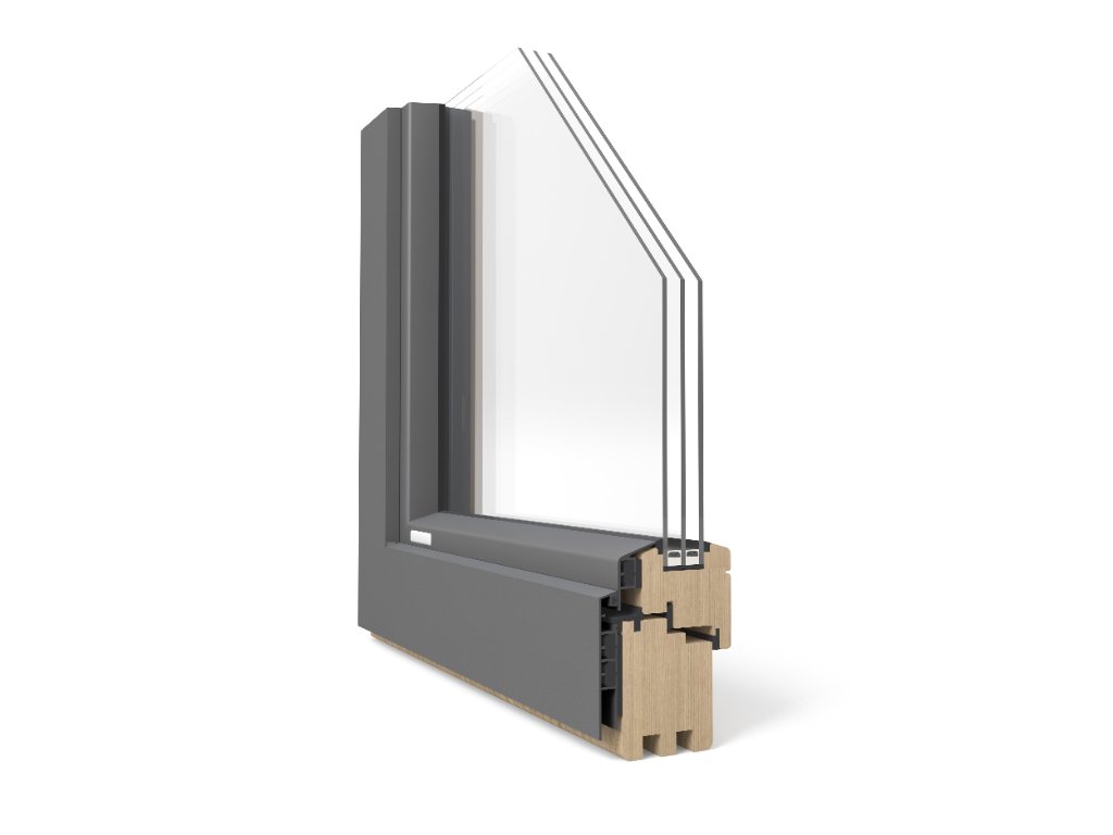 Modernes Hybridfenster mit Holz-Aluminium-Kombination