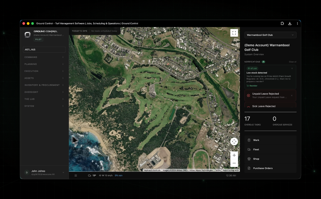 Ground Control platform overview — Warrnambool Golf Club