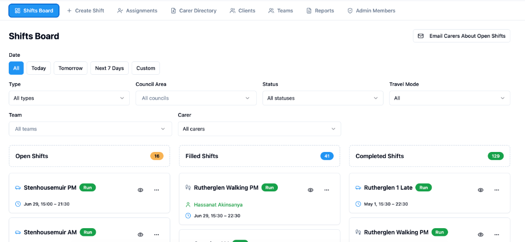 Shift Management App — project screenshot