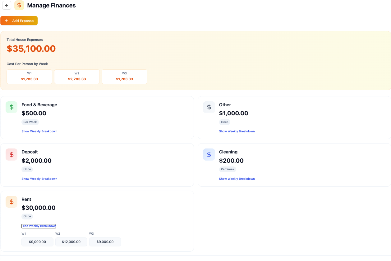 Finances screenshot