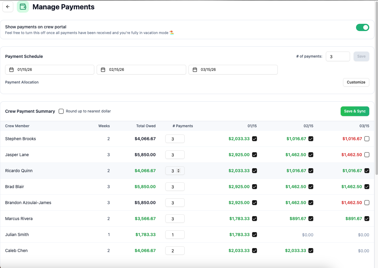 Payments screenshot