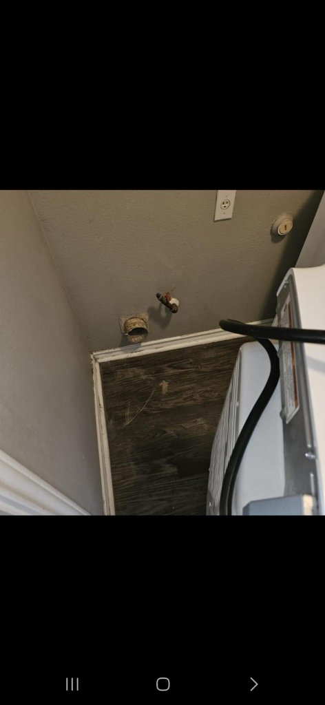 Before and after dryer vent cleaning behind a dryer