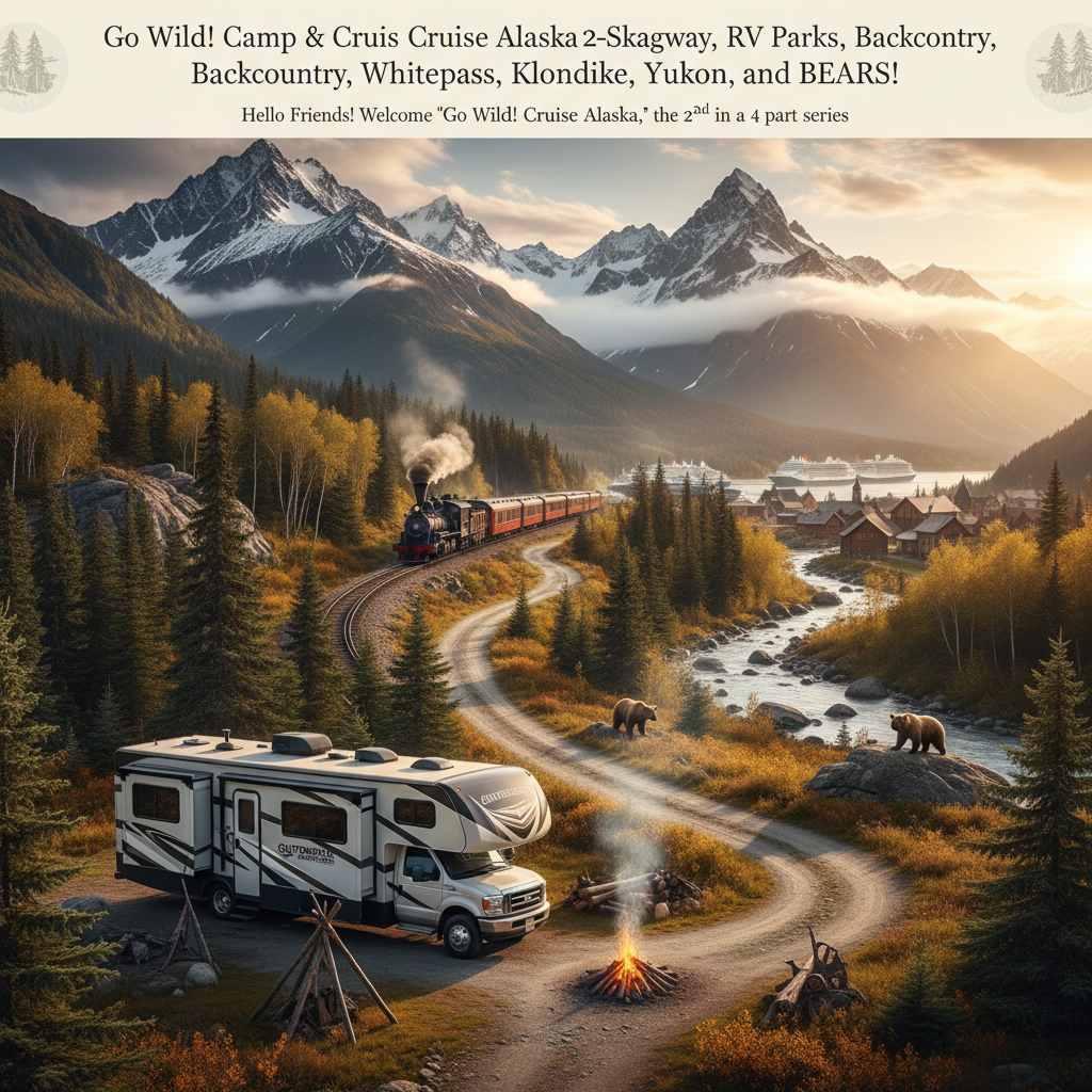 Go Wild! Camp & Cruise Alaska-Part 2-Skagway, RV Parks, Backcountry, Whitepass Railroad, Klondike, Yukon, and BEARS!