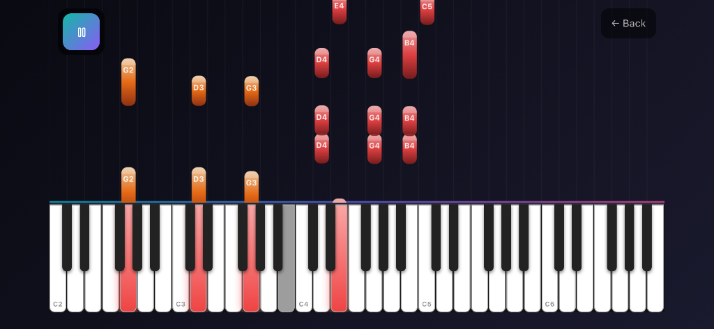 NoteFlow AI falling notes gameplay