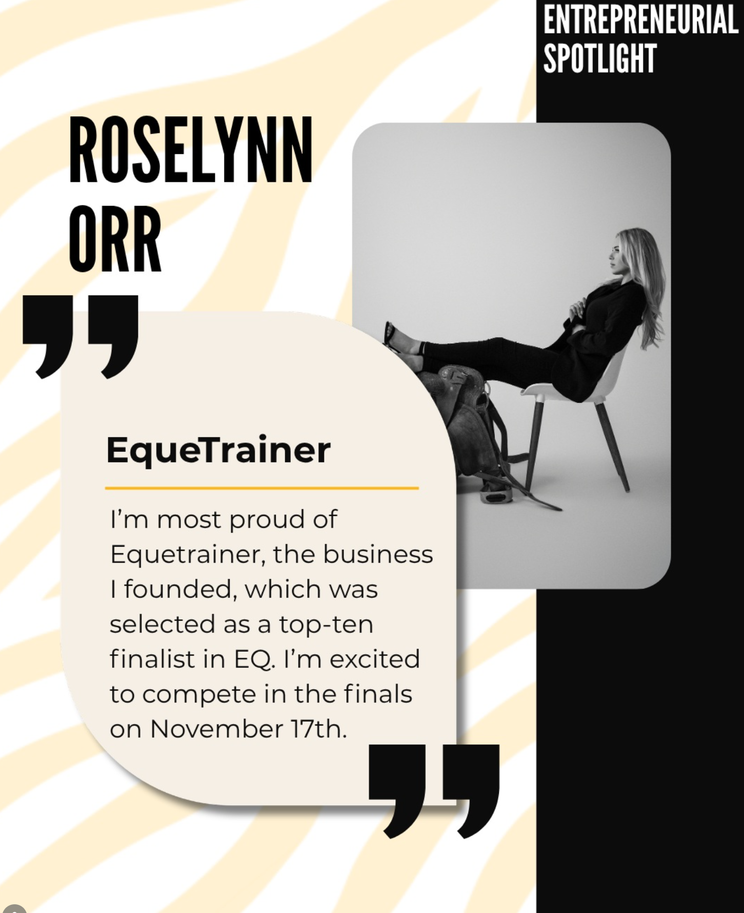 Entrepreneurial Spotlight features EqueTrainer founder Roselynn Orr