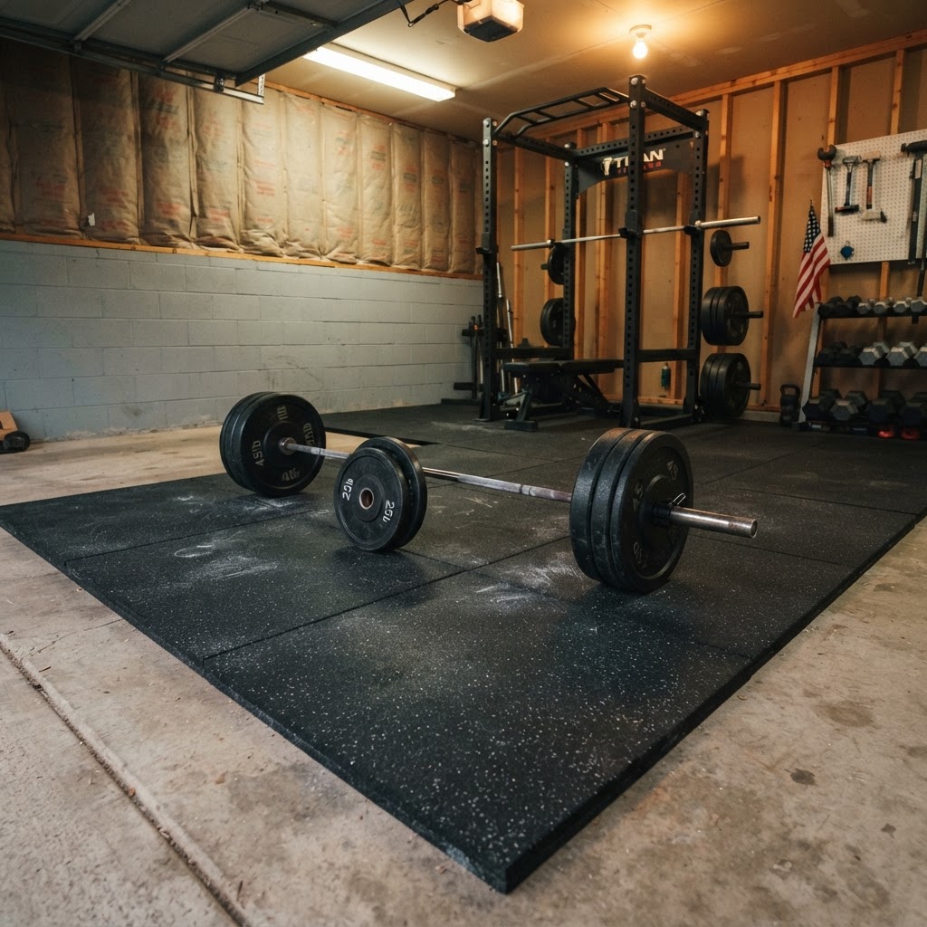 In-home gym flooring installation project 3 in a Northern Virginia home