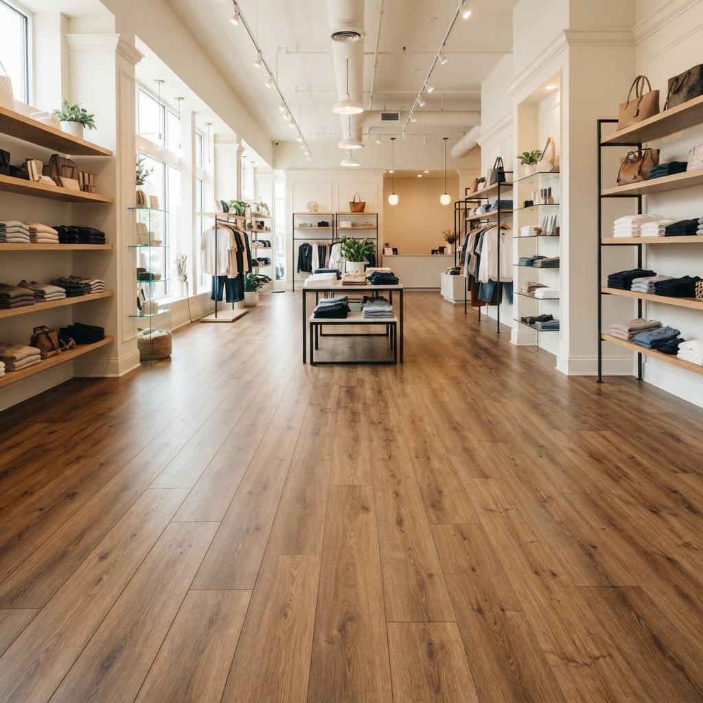 Retail Flooring installation detail in Northern Virginia