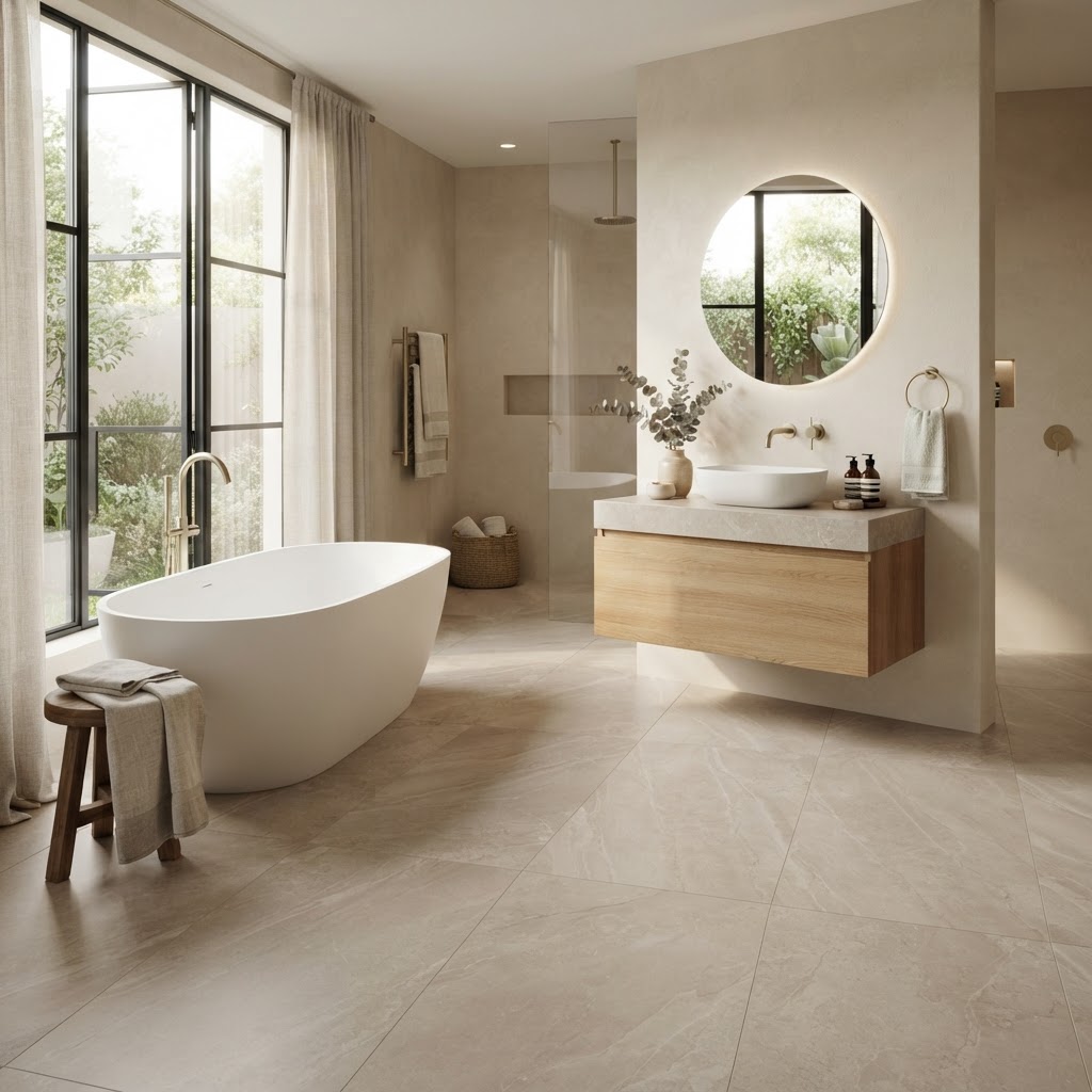 Grout-Free Stone-Look Flooring: Is It a Good Choice for Bathrooms and Kitchens in Aldie and Northern Virginia Homes?