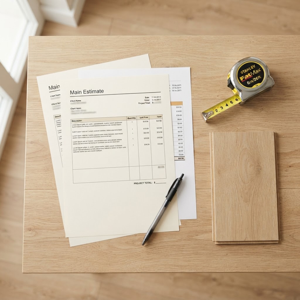 Clear, all-inclusive flooring estimate reviewed with a Northern Virginia homeowner, no hidden fees