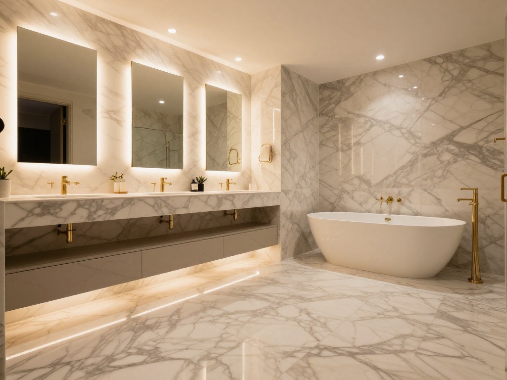 Marble tile bathroom — Floors and Beyond