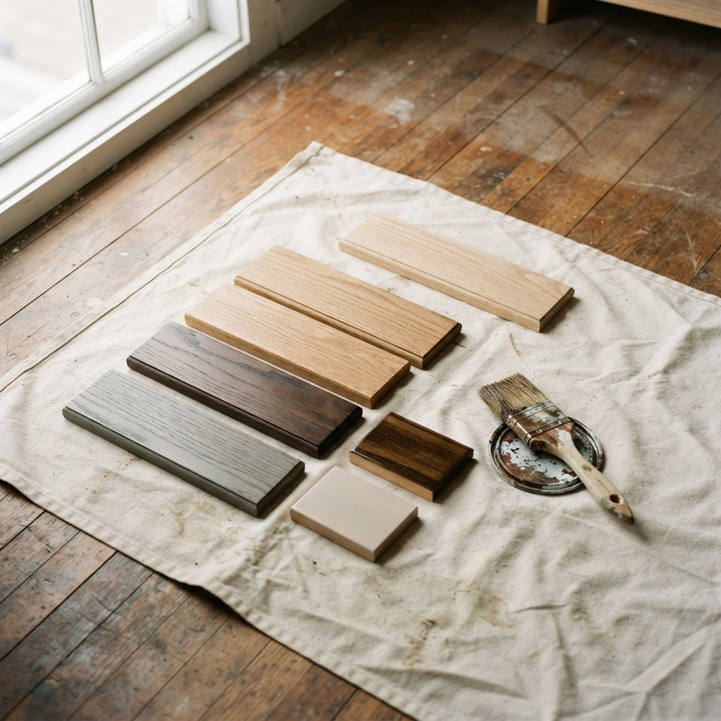 Reviewing Floor Restoration samples for a home in Fairfax, VA
