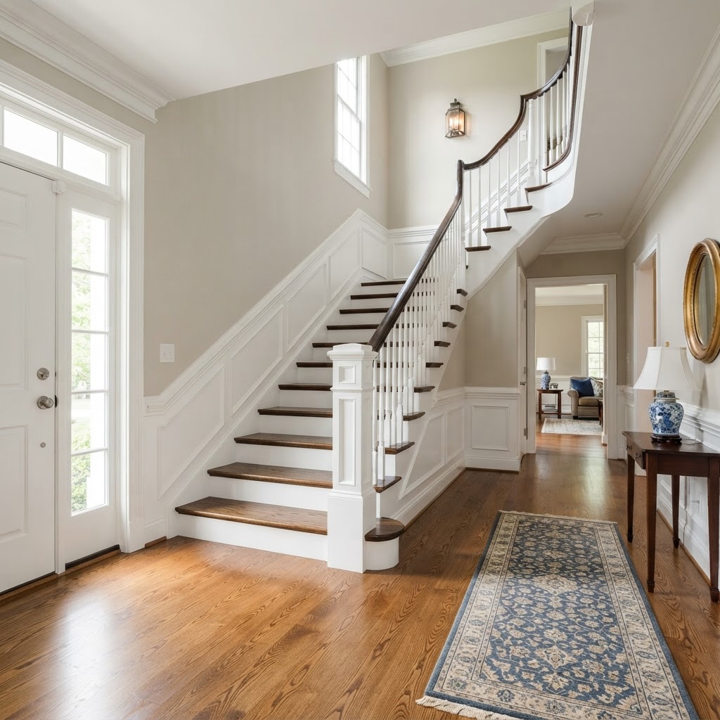 How to Coordinate Hardwood Floors, Stair Treads and Railings in an Arlington, VA Renovation