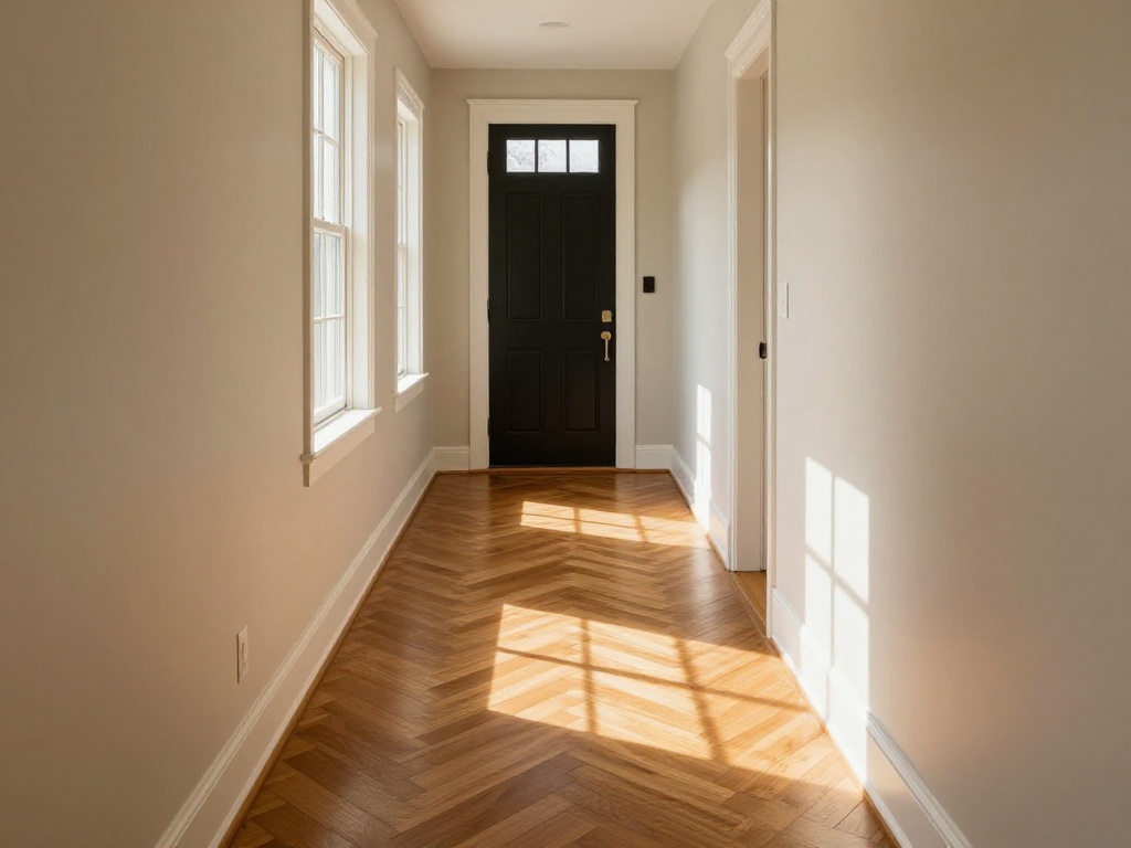 Herringbone floor pattern in a Northern Virginia entry hall