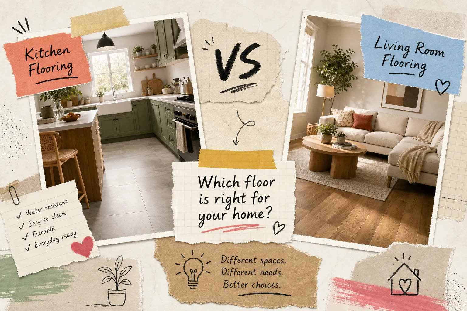 Kitchen vs. Living Room Flooring: What to Choose and Why