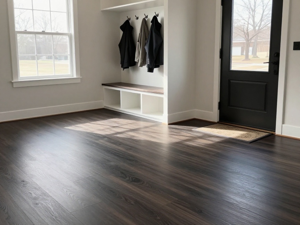 Luxury vinyl plank flooring in bedroom