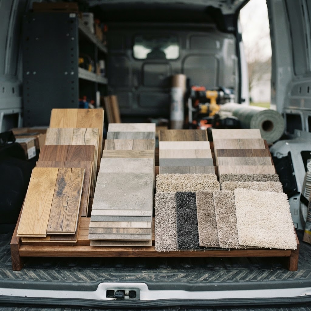 Floors and Beyond specialist brings flooring samples to a Northern Virginia home for a free in-home consultation