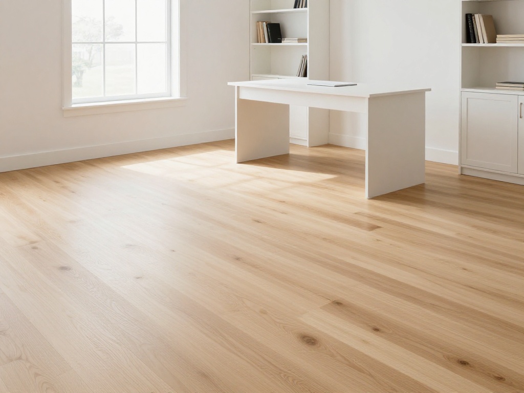 Light oak hardwood in home office