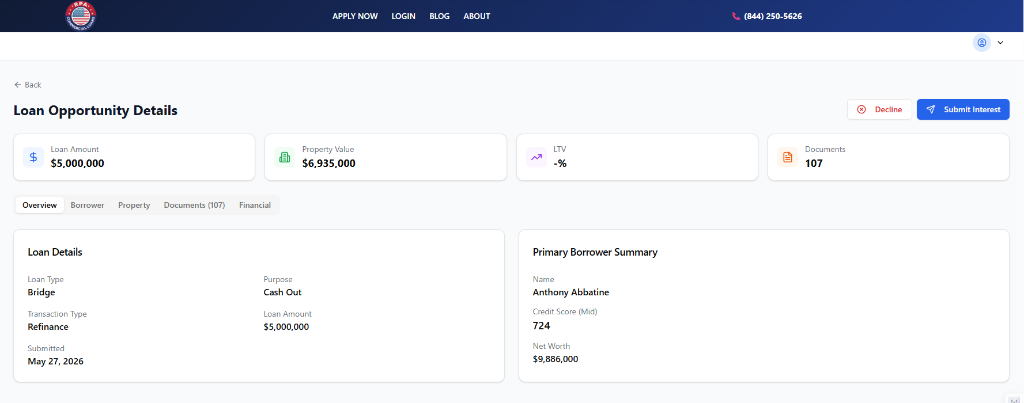 Loan Opportunity Detail Overview Tab