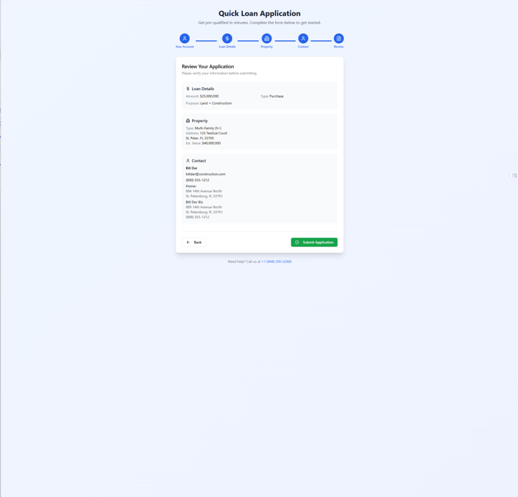Quick Application, Step 4: Review Your Application