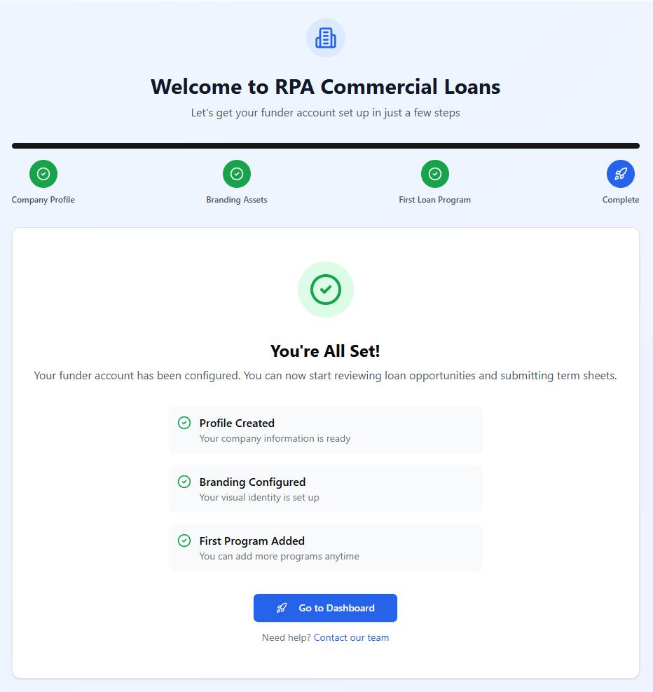 Onboarding Setup Complete